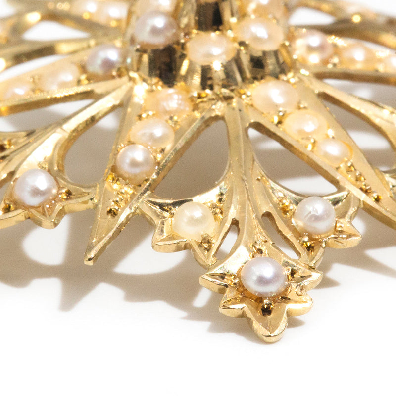 Hadassah Circa 1900s Australian 15ct Gold Seed Pearl Pendant* OB $ Gemmo Brooches Imperial Jewellery 