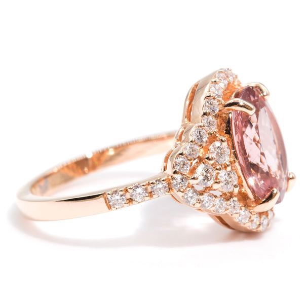 Hailey Morganite & Diamond Halo Ring Imperial Jewellery - Auctions, Antique, Vintage & Estate 