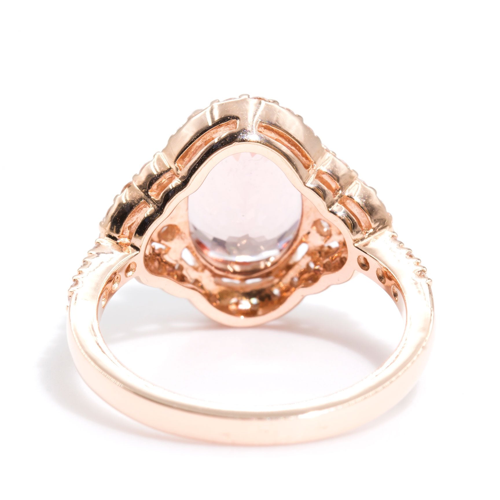 Hailey Morganite & Diamond Halo Ring Imperial Jewellery - Auctions, Antique, Vintage & Estate 