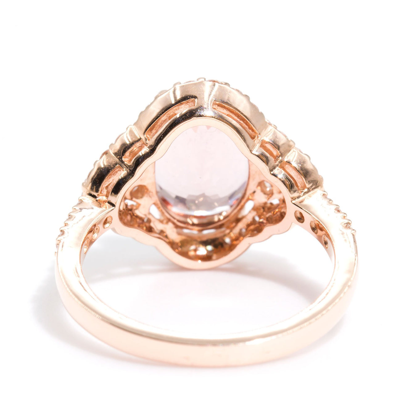 Hailey Morganite & Diamond Halo Ring Imperial Jewellery - Auctions, Antique, Vintage & Estate 