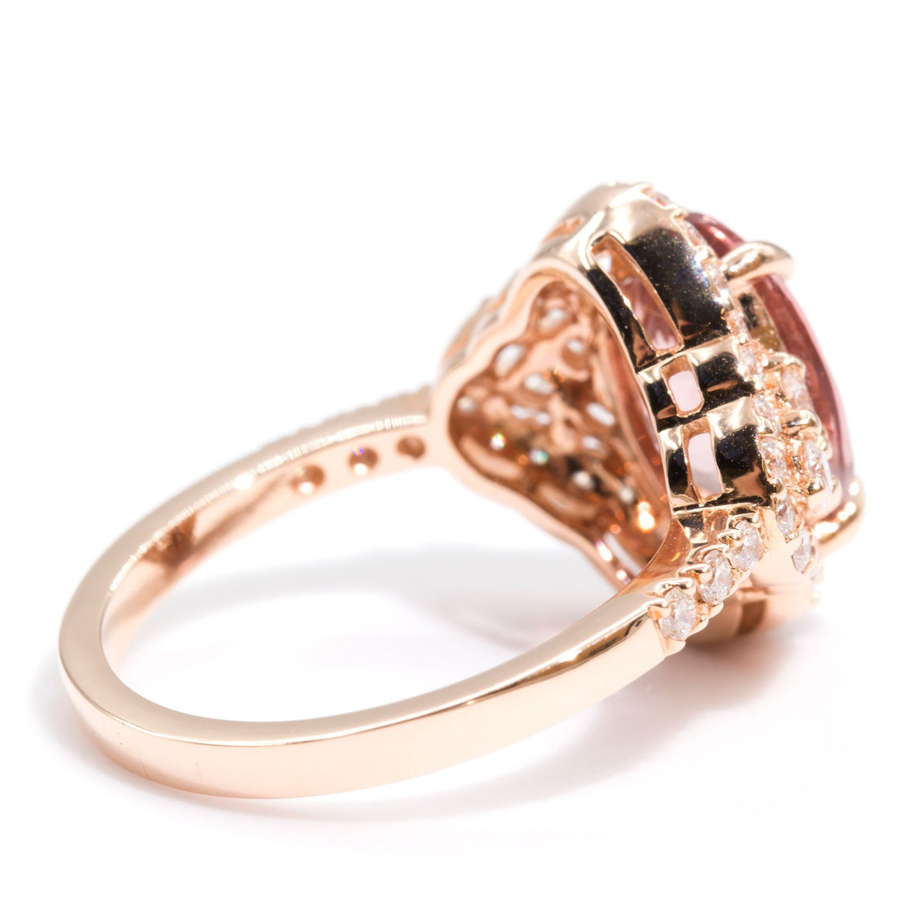 Hailey Morganite & Diamond Halo Ring Imperial Jewellery - Auctions, Antique, Vintage & Estate 