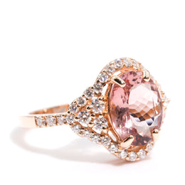 Hailey Morganite & Diamond Halo Ring Imperial Jewellery - Auctions, Antique, Vintage & Estate 
