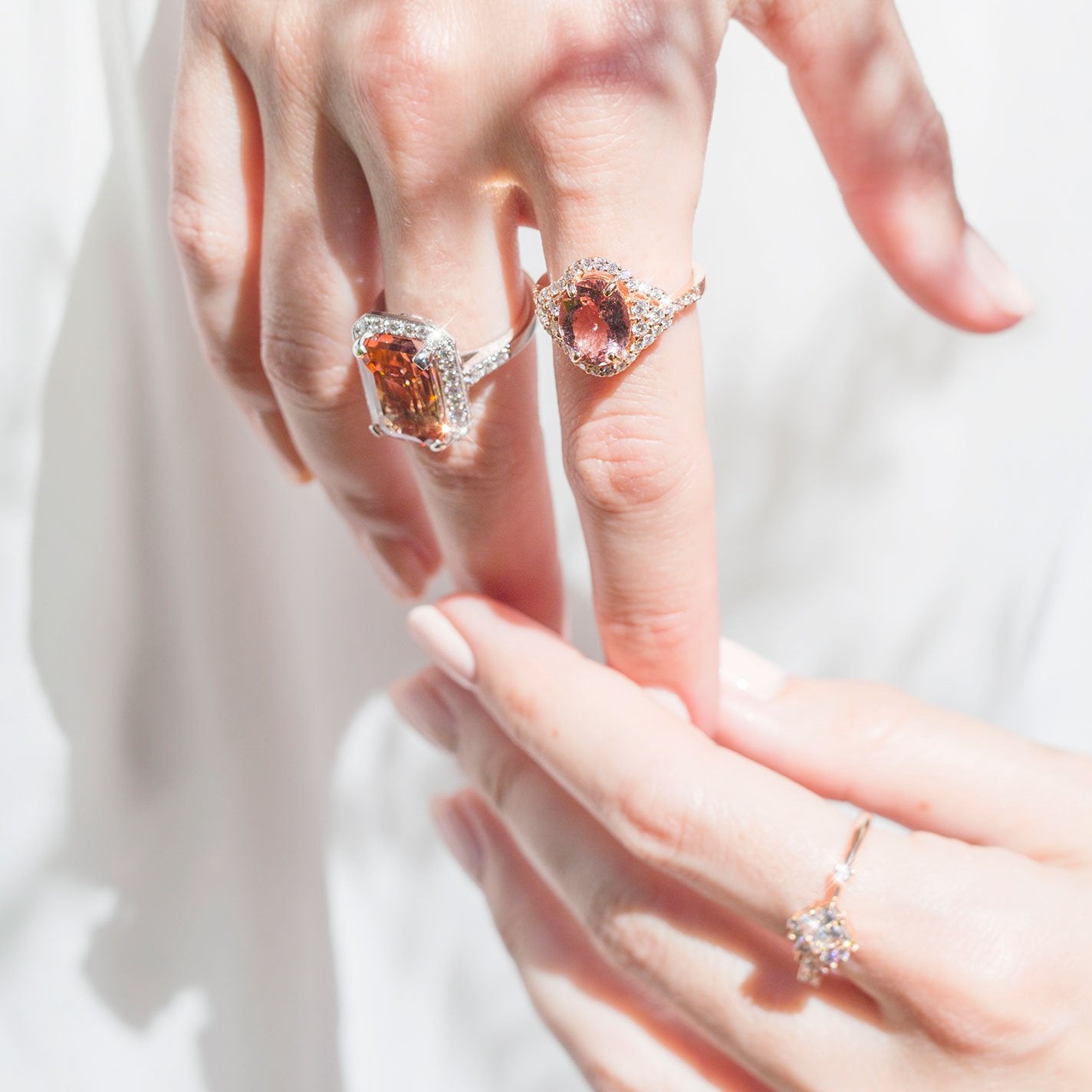 Hailey Morganite & Diamond Halo Ring Imperial Jewellery - Auctions, Antique, Vintage & Estate 