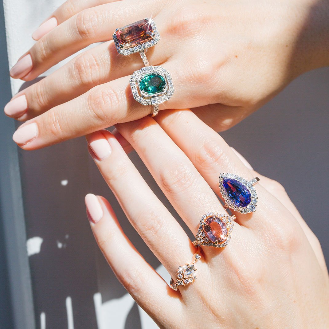 Hailey Morganite & Diamond Halo Ring Imperial Jewellery - Auctions, Antique, Vintage & Estate 