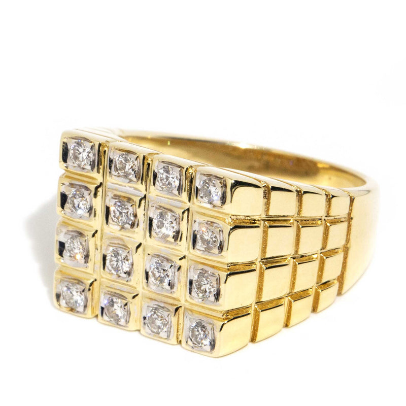 Harlow 14ct Gold Flat Top Diamond Signet Ring Rings Imperial Jewellery 