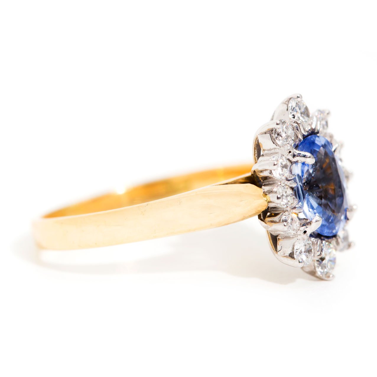 Harlow 18ct Gold Ceylon Sapphire & Diamond Vintage Halo Cluster Ring* Gemmo Rings Imperial Jewellery