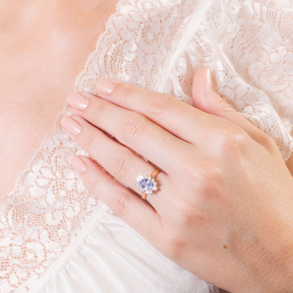 Harlow 18ct Gold Ceylon Sapphire & Diamond Vintage Halo Cluster Ring*LB Gemmo Rings Imperial Jewellery