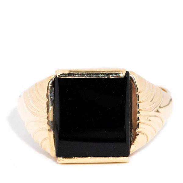 Harvey 1960s Onyx Signet Ring 9ct Yellow Gold Rings Imperial Jewellery Imperial Jewellery - Hamilton 
