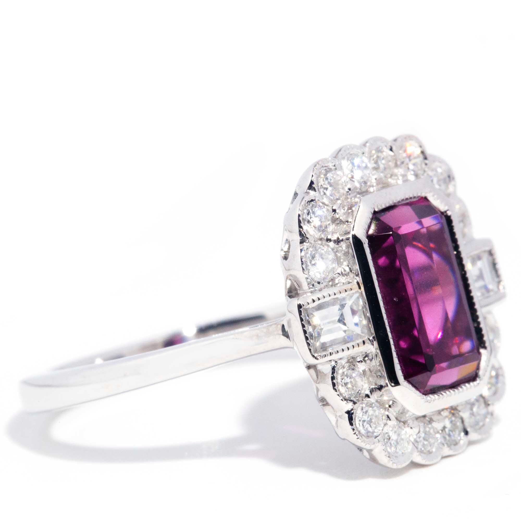 Hazel 2.77ct Fuchsia Tourmaline & Diamond Scalloped Halo Ring* GTG Rings Imperial Jewellery 