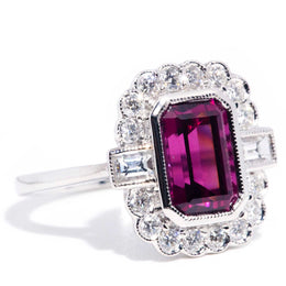 Hazel 2.77ct Fuchsia Tourmaline & Diamond Scalloped Halo Ring* GTG Rings Imperial Jewellery 
