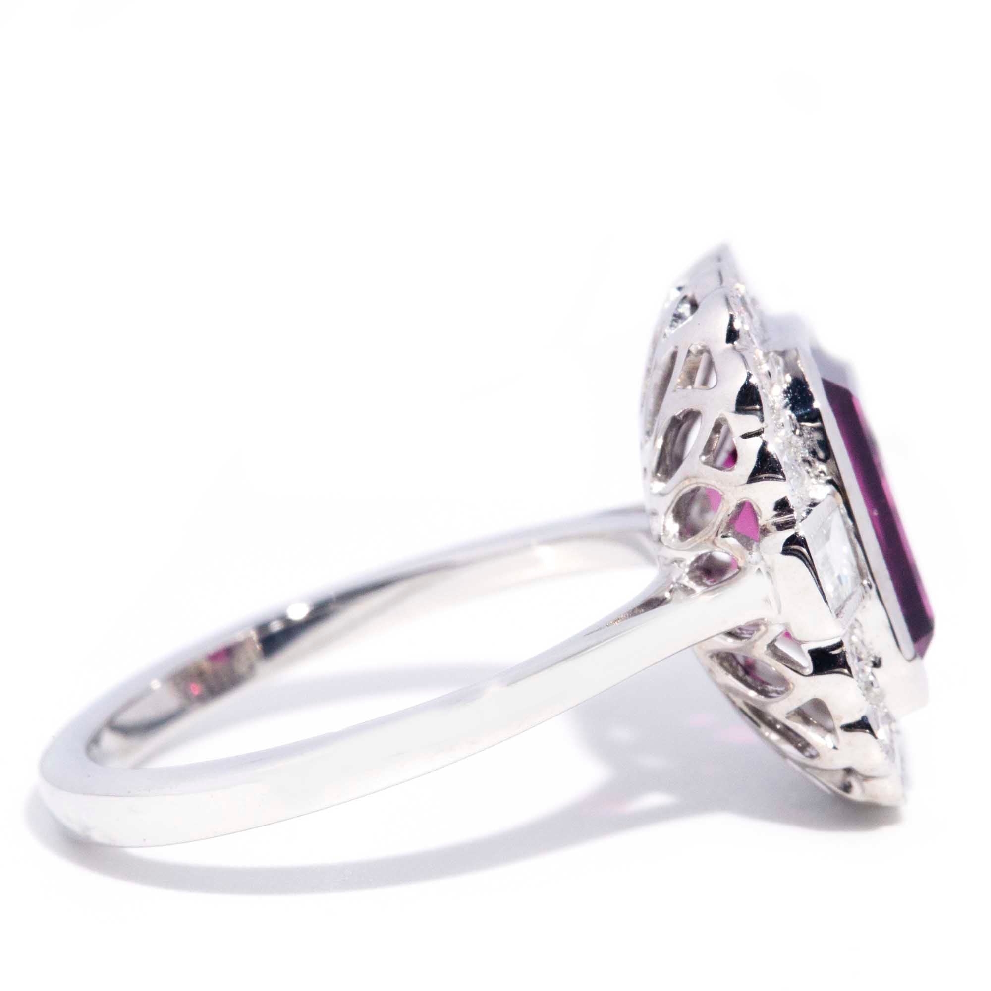 Hazel 2.77ct Fuchsia Tourmaline & Diamond Scalloped Halo Ring* GTG Rings Imperial Jewellery 