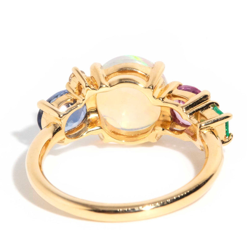 Henrietta Crystal Opal Sapphire Emerald & Diamond Ring 18ct Gold Rings Imperial Jewellery 