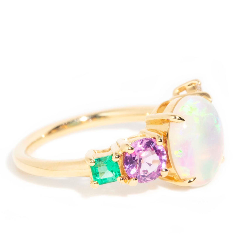 Henrietta Crystal Opal Sapphire Emerald & Diamond Ring 18ct Gold Rings Imperial Jewellery 