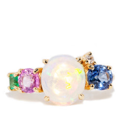 Henrietta Crystal Opal Sapphire Emerald & Diamond Ring 18ct Gold Rings Imperial Jewellery Imperial Jewellery - Hamilton 