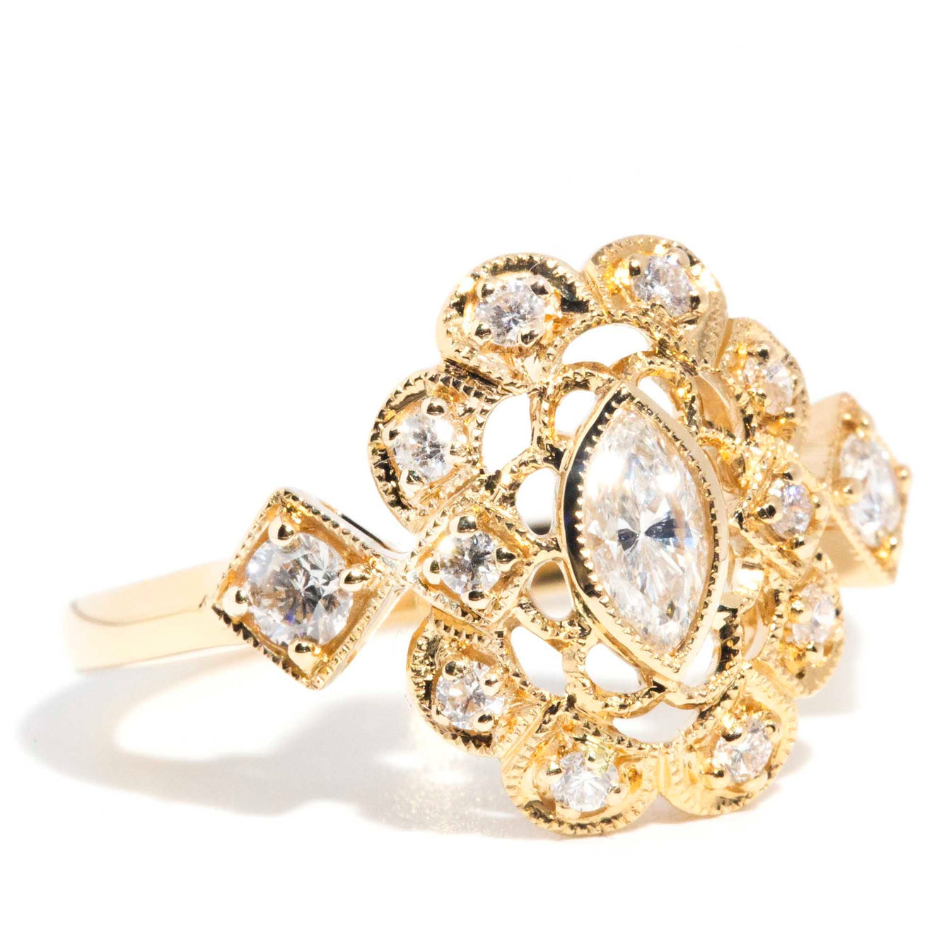 Hillary ADGL Certified 0.57 Carat Diamond 18ct Gold Cluster Ring* OB Rings Imperial Jewellery 