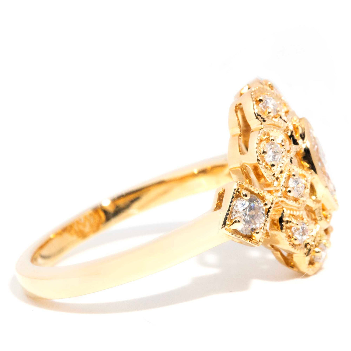 Hillary ADGL Certified 0.57 Carat Diamond 18ct Gold Cluster Ring* OB Rings Imperial Jewellery 