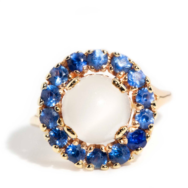 Hitomi 9ct Yellow Gold Moonstone & Sapphire Halo Ring* OB Gemmo $ Rings Imperial Jewellery Imperial Jewellery - Hamilton 