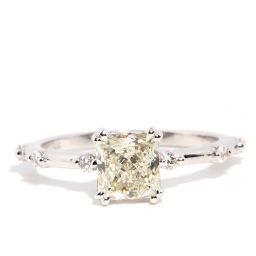 Hope HRD Certified Cushion Cut Diamond Ring 18K White Gold