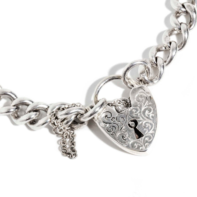 Vintage Circa 1960s Sterling Silver Chain Link Padlock Bracelet Imperial Jewellery