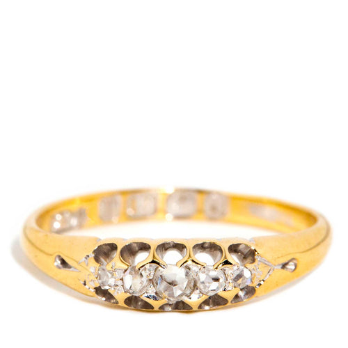 Ida Victorian Old Cut Diamond Five Stone Ring 18K Yellow Gold
