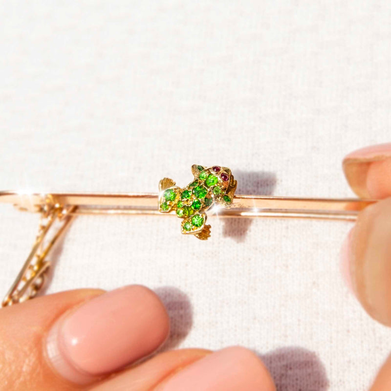 Ido 15ct Gold Circa 1854-1931 Green Demantoid Garnet Frog Brooch* GTG $ Brooches Imperial Jewellery 