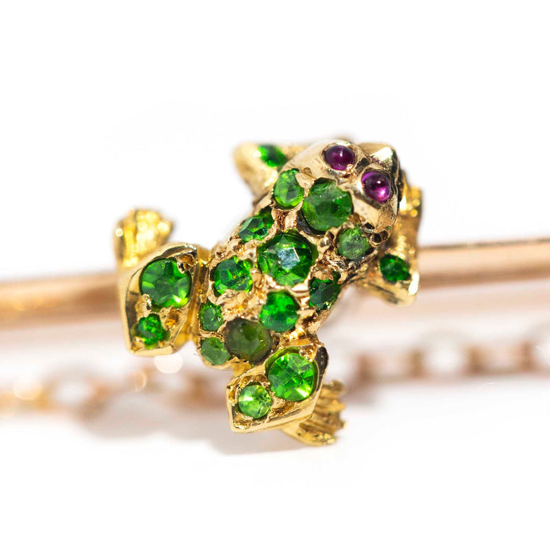 Ido 15ct Gold Circa 1854-1931 Green Demantoid Garnet Frog Brooch* OB Brooches Imperial Jewellery 