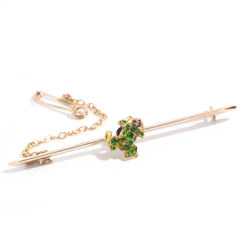 Ido 15ct Gold Circa 1854-1931 Green Demantoid Garnet Frog Brooch* OB Brooches Imperial Jewellery 