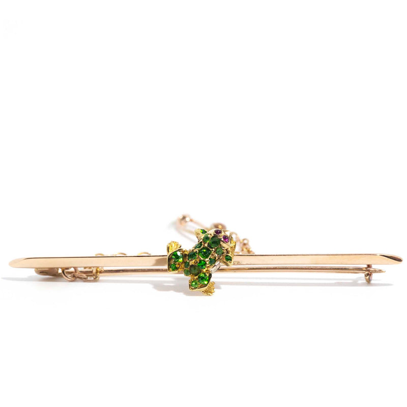 Ido 15ct Gold Circa 1854-1931 Green Demantoid Garnet Frog Brooch* OB Brooches Imperial Jewellery Imperial Jewellery - Hamilton 