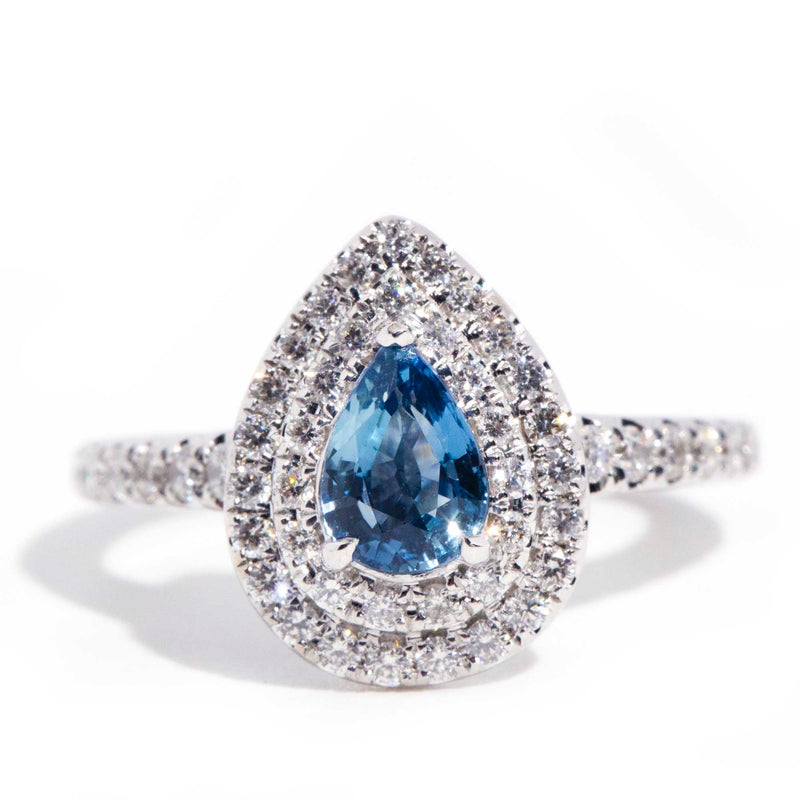 Imani Ceylon Sapphire & Diamond Vintage 18ct Gold Twin Halo Ring* GTG Rings Imperial Jewellery Imperial Jewellery - Hamilton