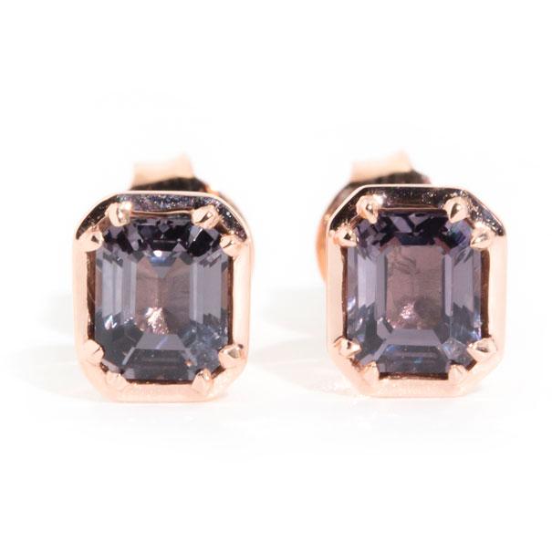 Ines 9ct Gold Purple Spinel Contemporary Stud Earrings (Sarina Check) Earrings Imperial Jewellery Imperial Jewellery - Hamilton 