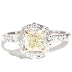 Ingrid 18 Carat White Gold Yellow Diamond Halo Engagement Ring Rings Imperial Jewellery Imperial Jewellery - Hamilton 