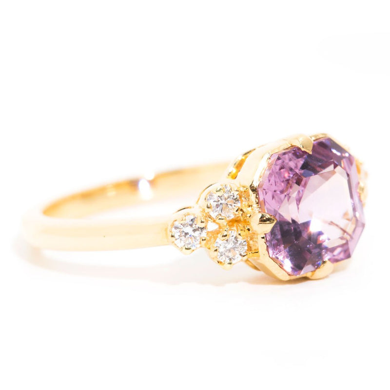 Isadora Purple Spinel & Diamond 18ct Yellow Gold Ring Rings Imperial Jewellery 