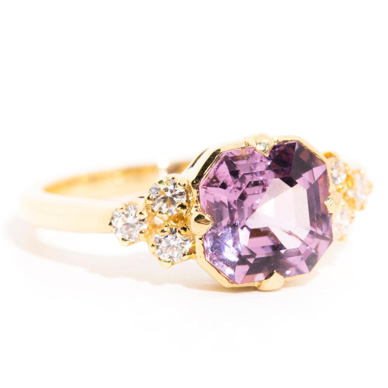 Isadora Purple Spinel & Diamond 18ct Yellow Gold Ring Rings Imperial Jewellery 