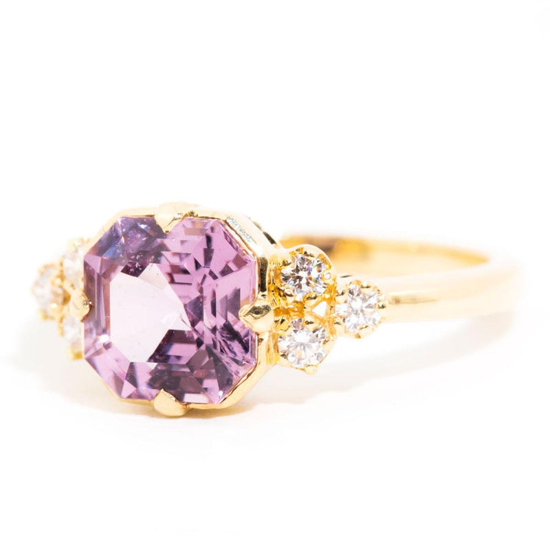 Isadora Purple Spinel & Diamond 18ct Yellow Gold Ring Rings Imperial Jewellery 