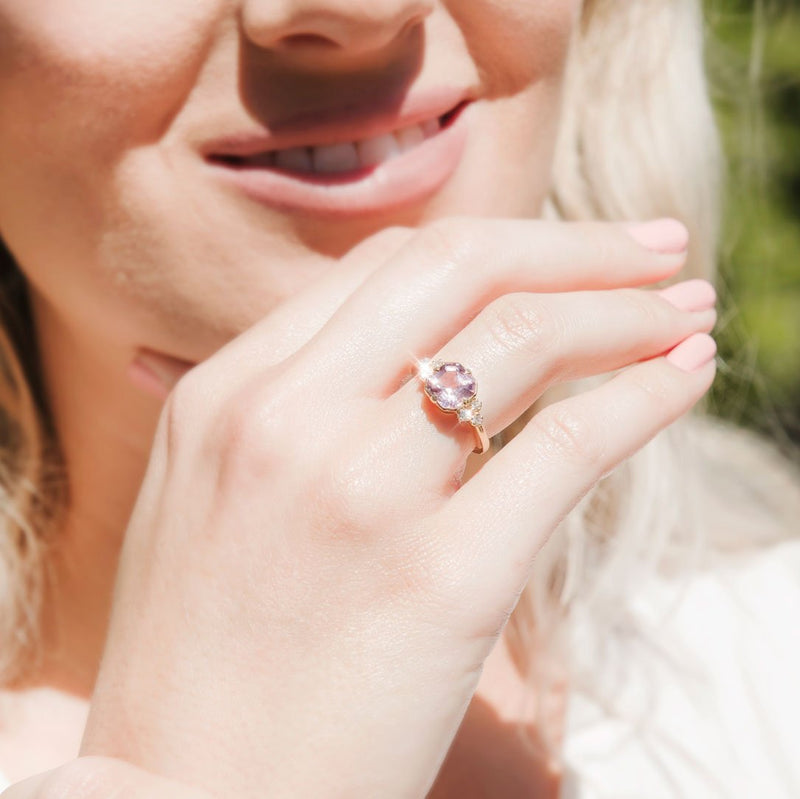 Isadora Purple Spinel & Diamond 18ct Yellow Gold Ring (Sarina Check) Rings Imperial Jewellery 