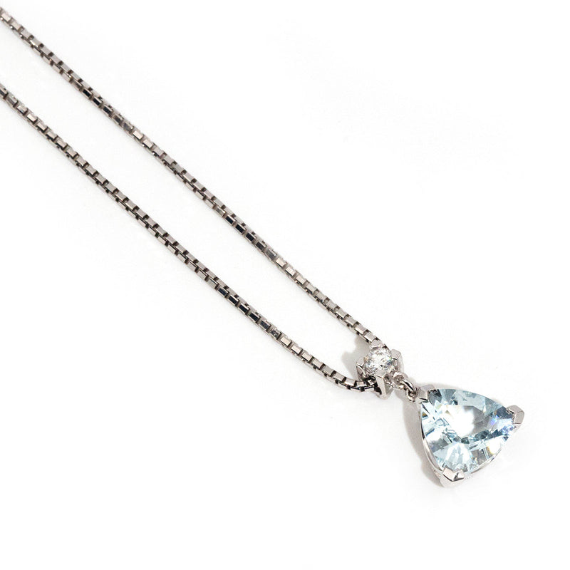 Isla 18ct White Gold Light Blue Aquamarine Diamond Drop Pendant* GTG Pendants/Necklaces Imperial Jewellery 