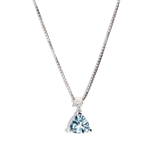 Isla 18ct White Gold Light Blue Aquamarine Diamond Drop Pendant* GTG Pendants/Necklaces Imperial Jewellery 