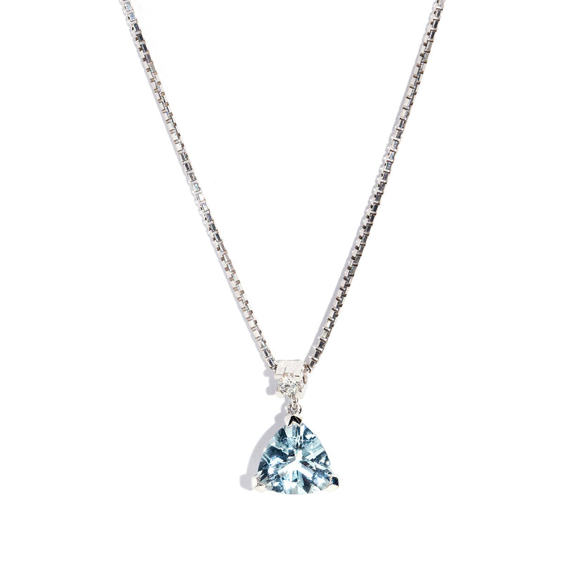 Isla 18ct White Gold Light Blue Aquamarine Diamond Drop Pendant* GTG Pendants/Necklaces Imperial Jewellery 