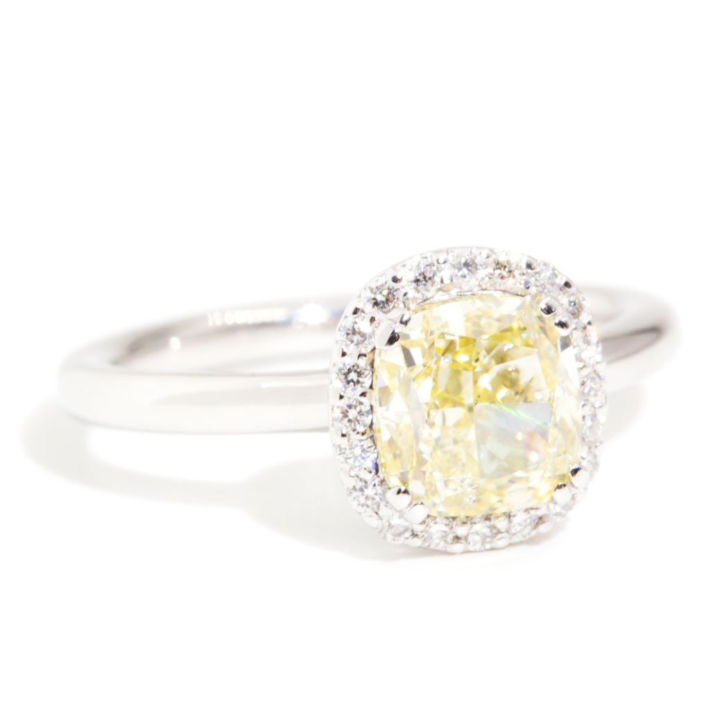 Ivy Certified 2.00ct Fancy Yellow Diamond Halo Ring*OB Gemmo Rings Imperial Jewellery 