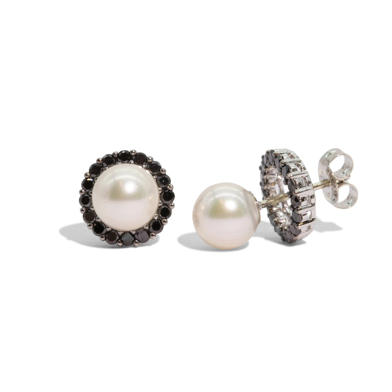 Black diamond Earrings and Pearl