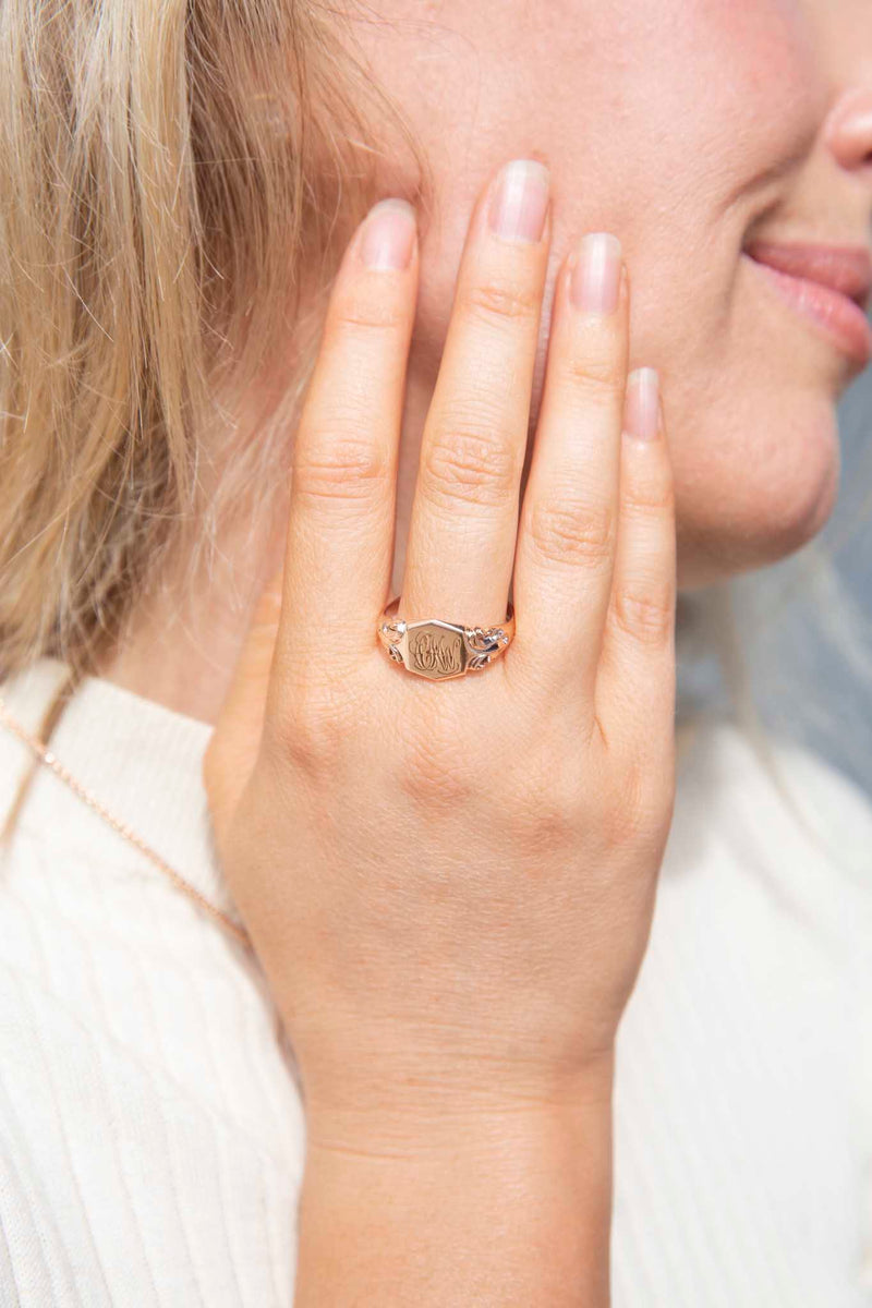 Jacinthe 1960s Signet Ring 9ct Rose Gold Rings Imperial Jewellery 