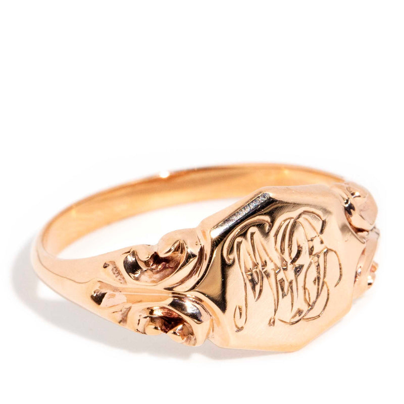 Jacinthe 1960s Signet Ring 9ct Rose Gold Rings Imperial Jewellery 