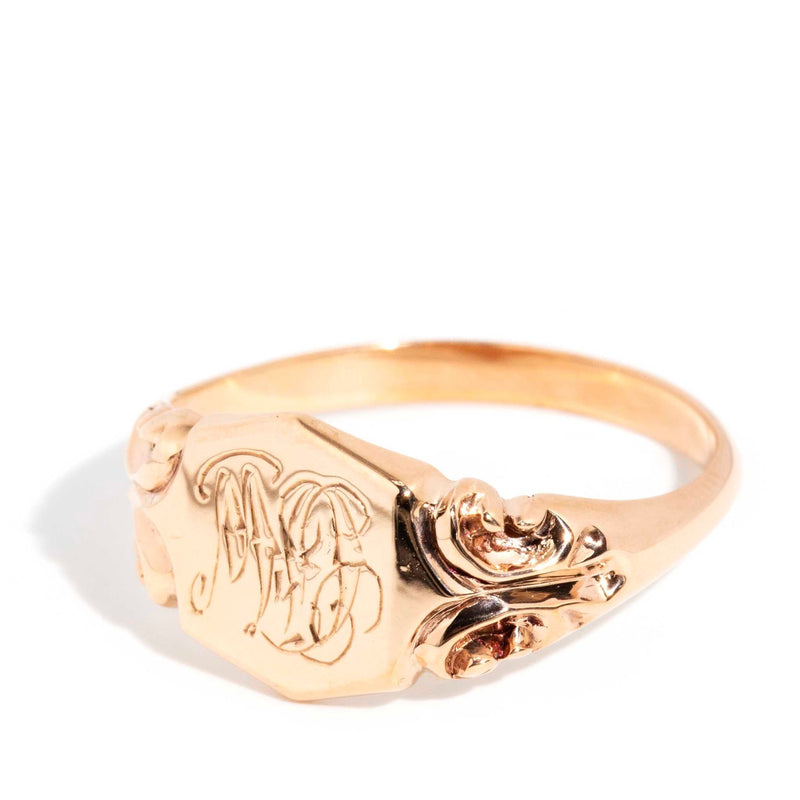 Jacinthe 1960s Signet Ring 9ct Rose Gold Rings Imperial Jewellery 