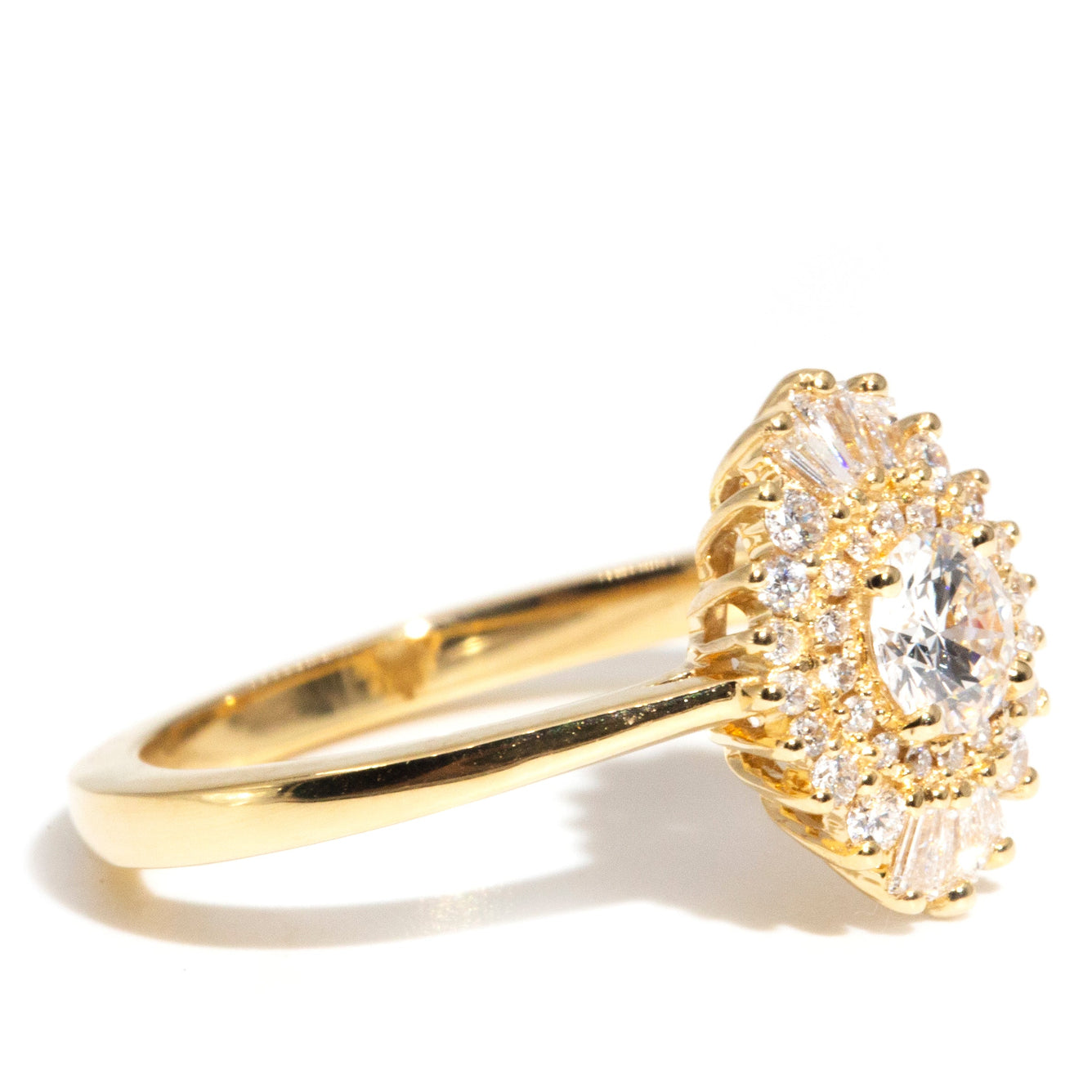 Jackie Certified 0.65ct Diamond Contemporary 18ct Gold Halo Ring* GTG Rings Imperial Jewellery