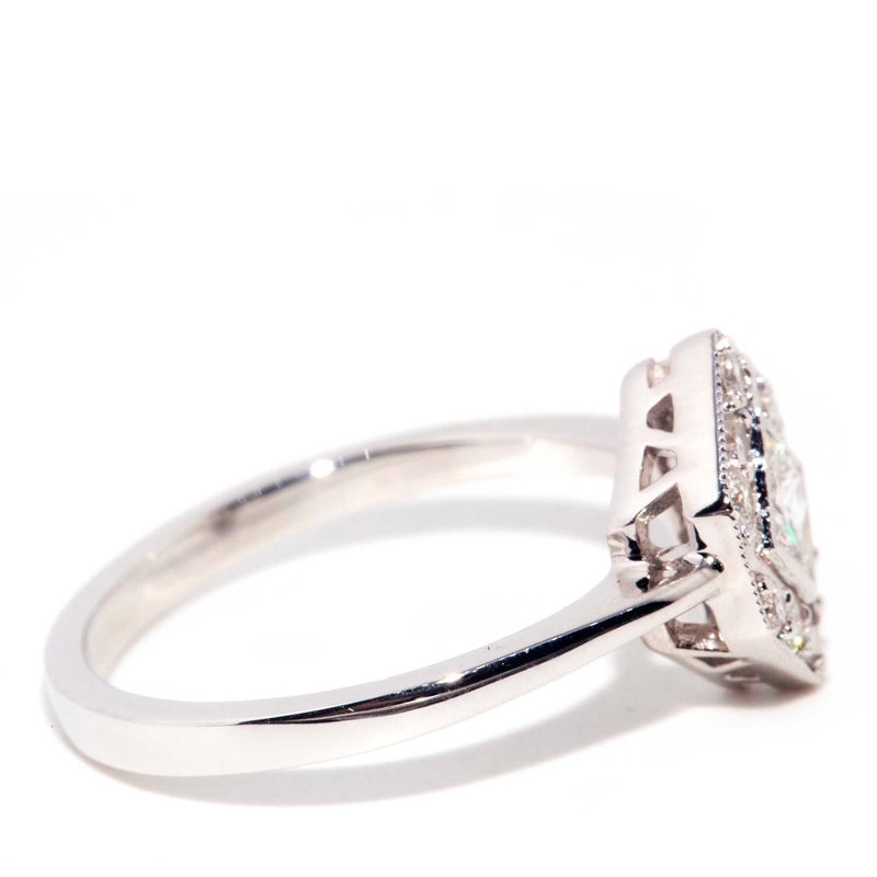Jada Contemporary 18ct White Gold Princess Diamond Hexagonal Halo Ring* OB Gemmo $ Rings Imperial Jewellery 