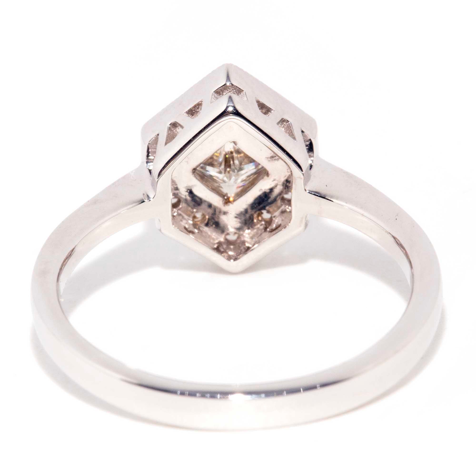 Jada Contemporary 18ct White Gold Princess Diamond Hexagonal Halo Ring* OB Gemmo $ Rings Imperial Jewellery 