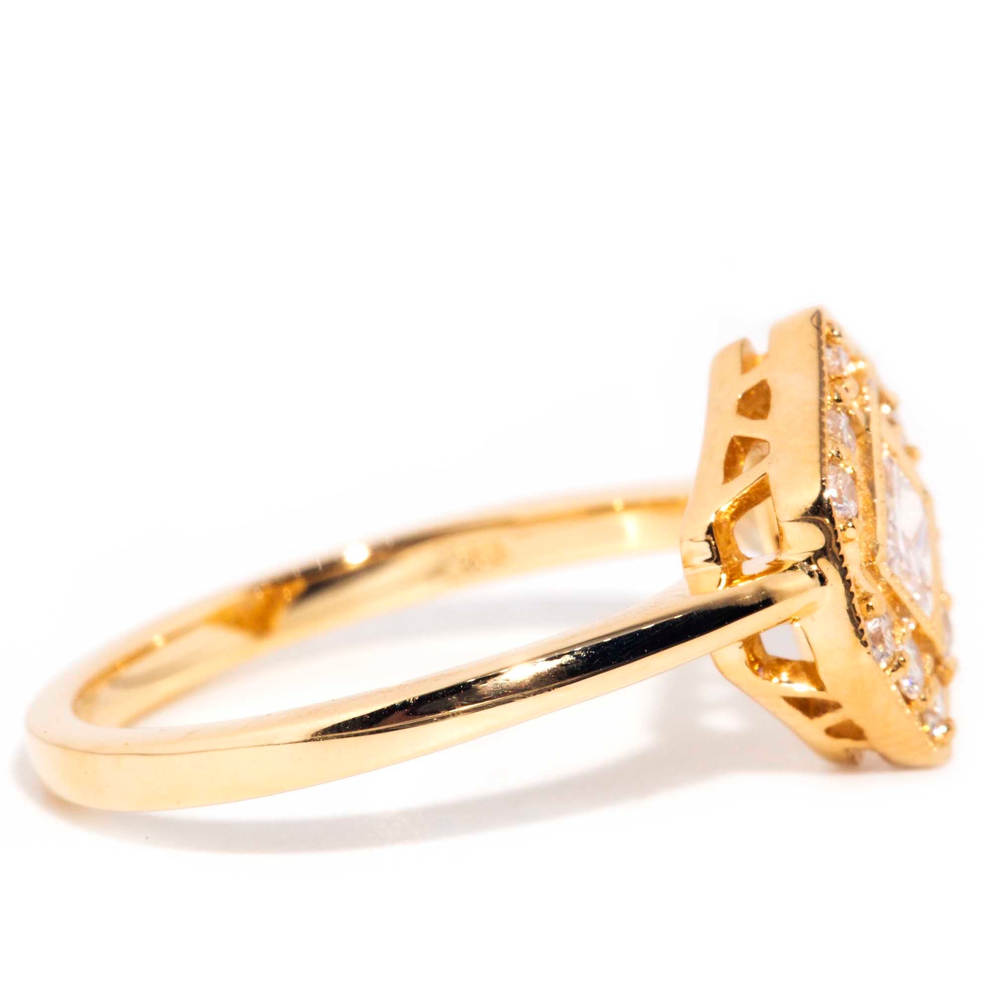 Jada Contemporary 18ct Yellow Gold Princess Diamond Hexagonal Halo Ring* OB Gemmo $ Rings Imperial Jewellery 