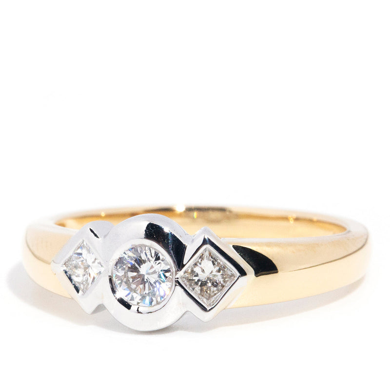 Jalen 18ct Gold Rub Over Diamond Three Stone Ring* OB Gemmo $ Rings Imperial Jewellery 