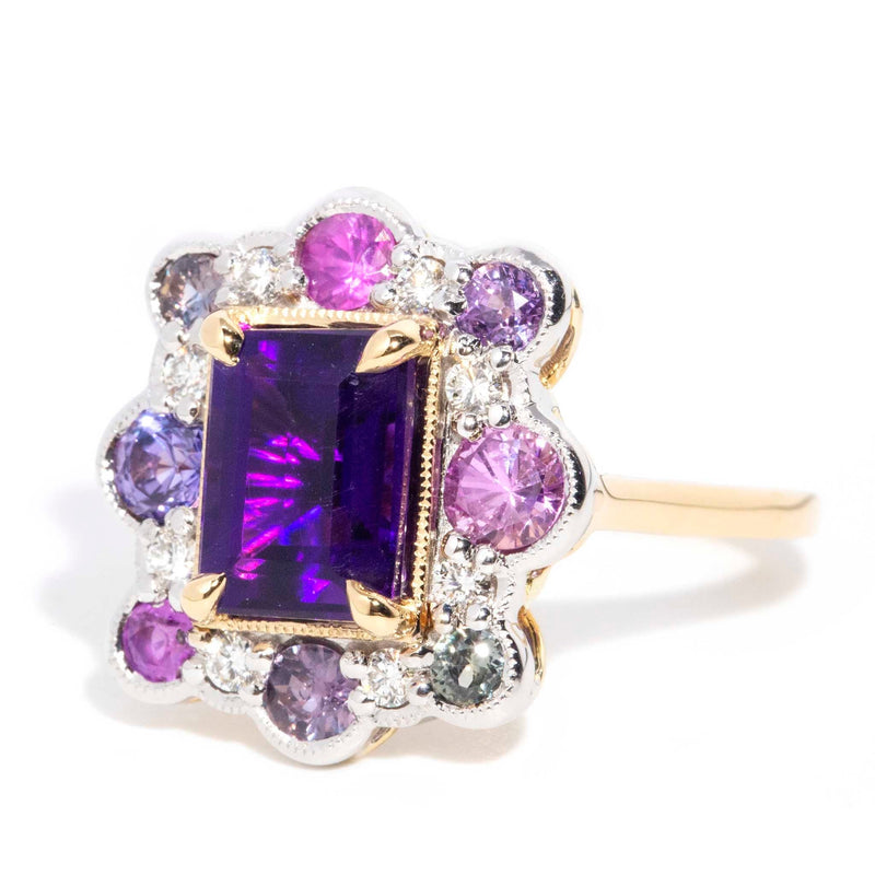 Jasmina Amethyst, Sapphire & Diamond Ring 18ct Gold Rings Imperial Jewellery 