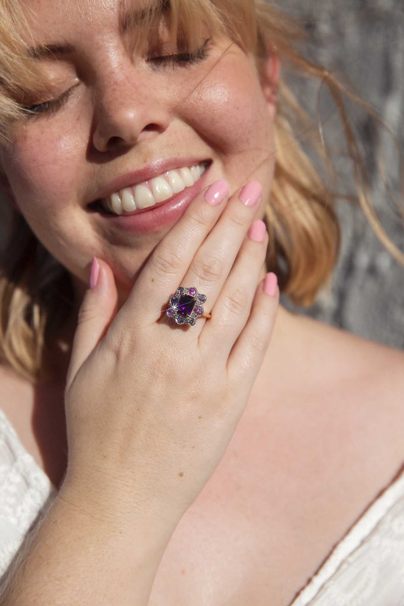 Jasmina Amethyst, Sapphire & Diamond Ring 18ct Gold Rings Imperial Jewellery 